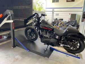 Tailgate Lift on Truck loading a Motorbike